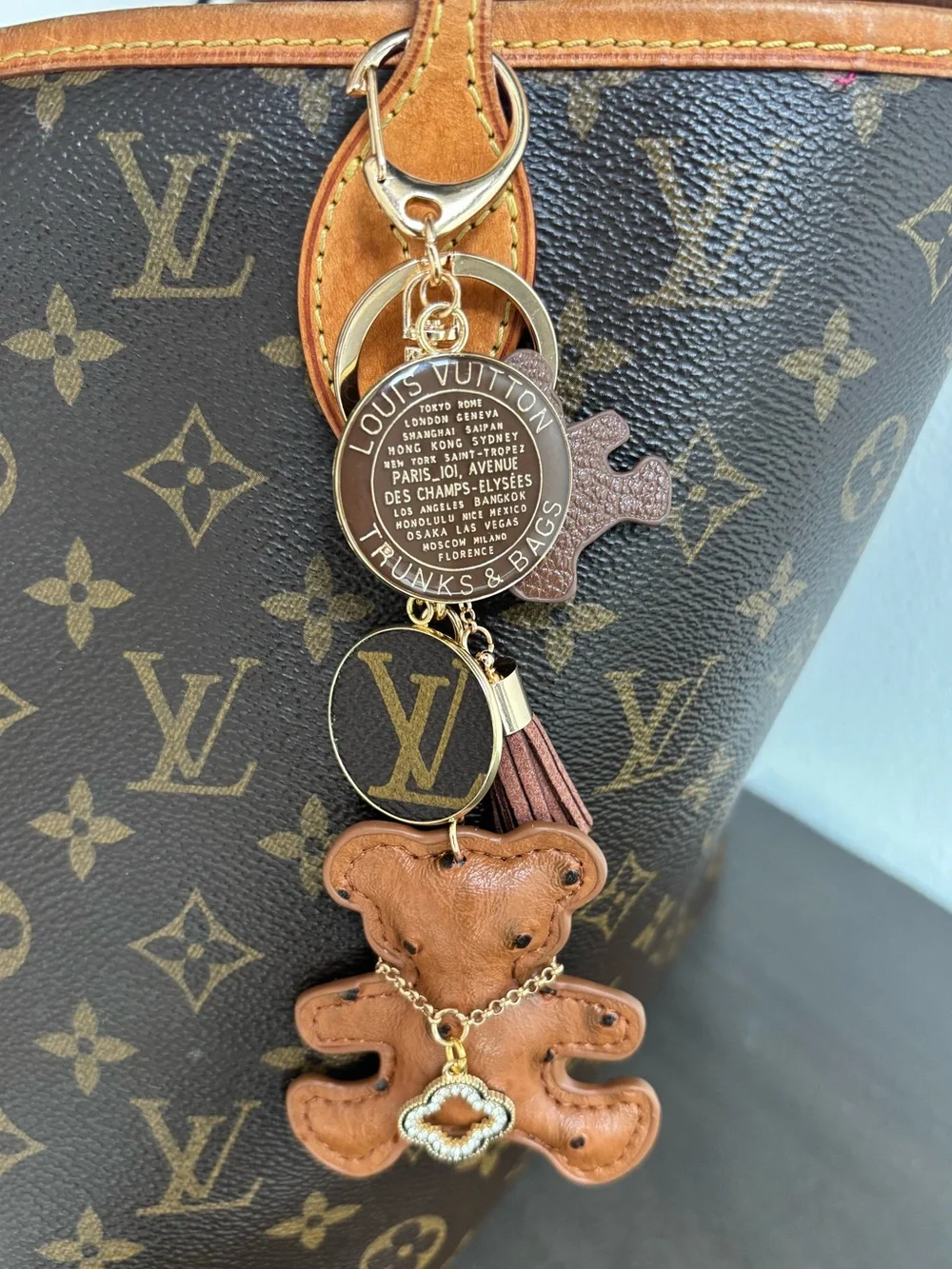 Louis Vuitton Brown Teddy Bear Leather Key Charm